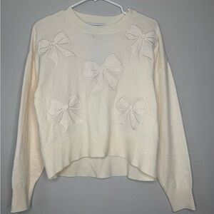 Bridgerton ivory lace Bow Sweater